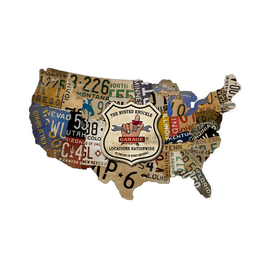 License Plate Map Vintage Style Metal Sign 25 x 16