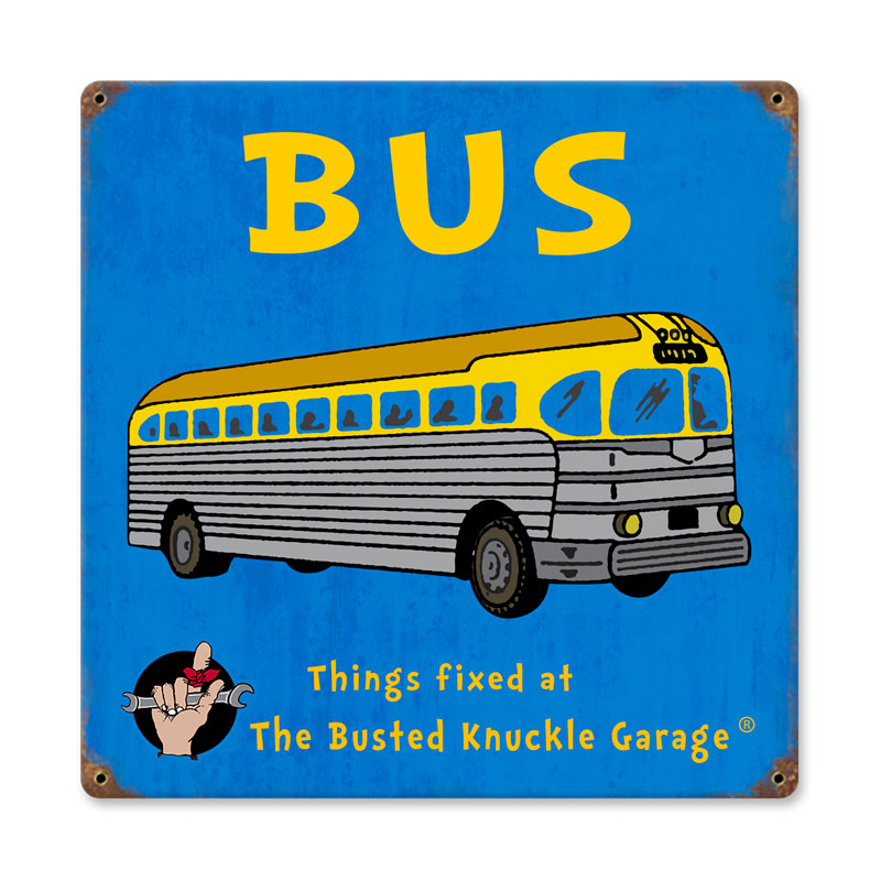 Kids Bus Vintage Style Metal Sign 12 x 12
