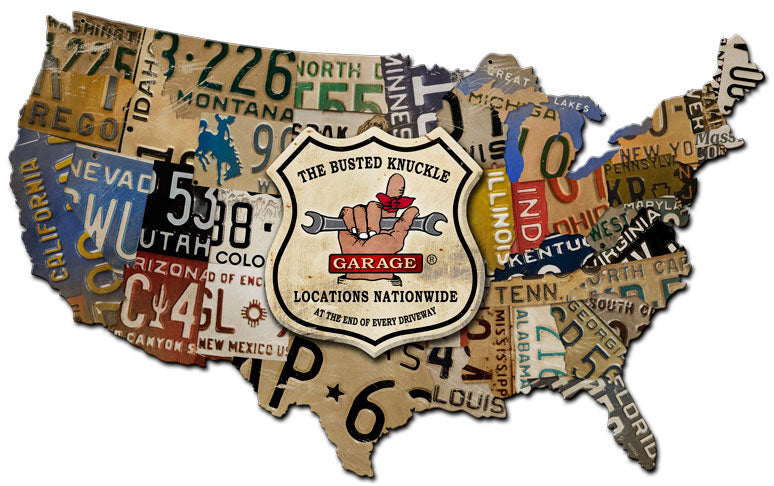 Usa License Plate Map Vintage Style Metal Sign 35 X 21