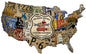 Usa License Plate Map Vintage Style Metal Sign 35 X 21