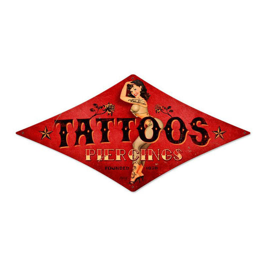 Tattoos Vintage Style Metal Sign 12 x 24