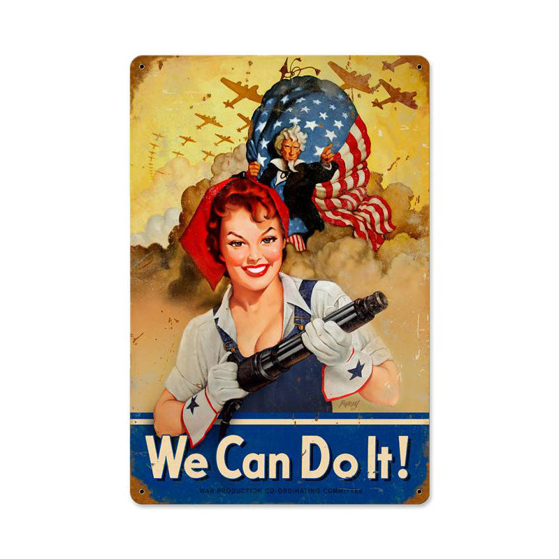 We Can Do It Vintage Style Metal Sign 18 x 12