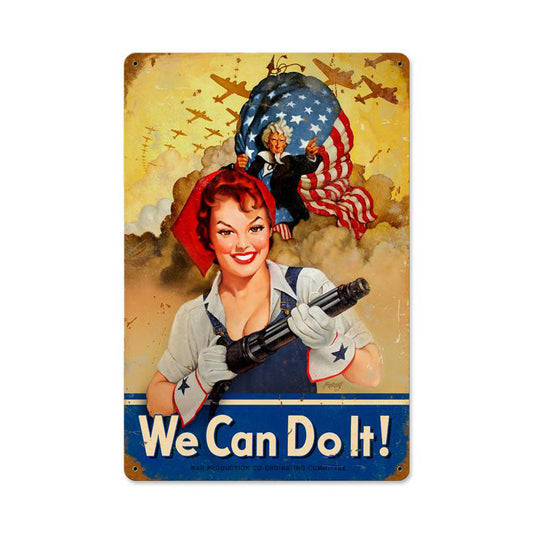 We Can Do It Vintage Style Metal Sign 18 x 12