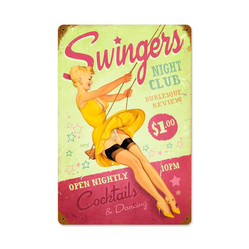 Swingers Club Vintage Style Metal Sign 18 x 12