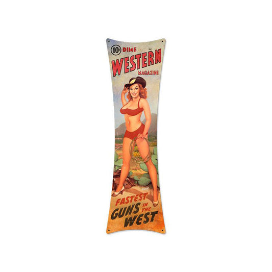 Western Magazine Vintage Style Metal Sign 27 x 8