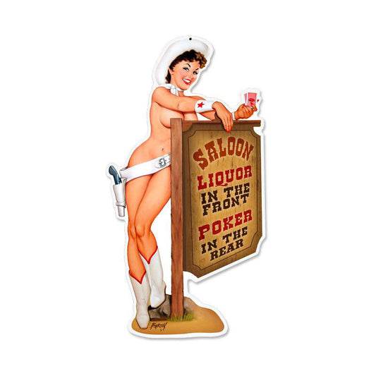 Cowgirl Saloon Vintage Style Metal Sign 12 x 22