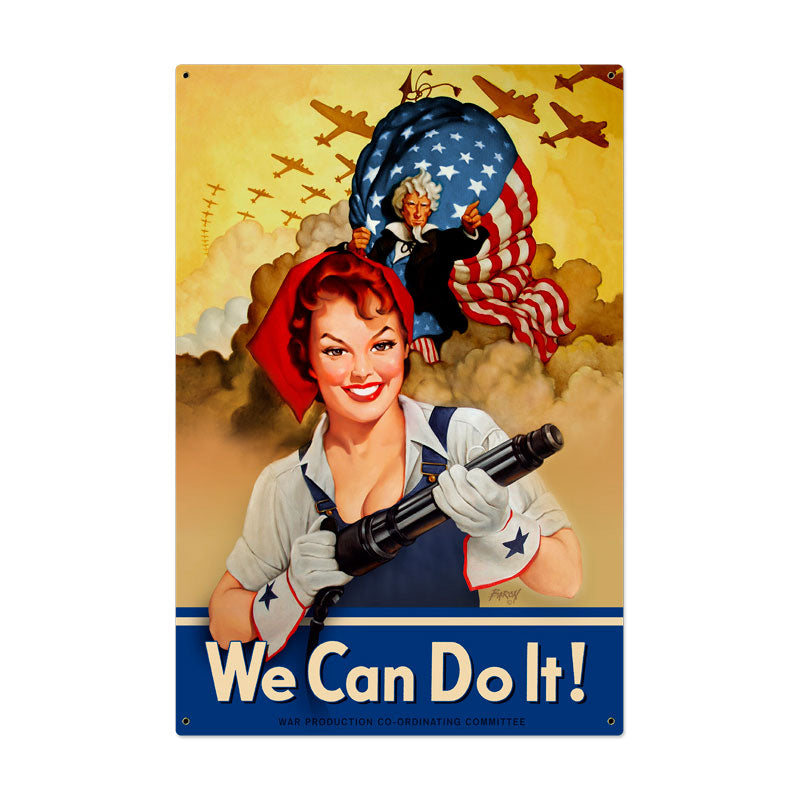 We Can Do It Vintage Style Metal Sign 36 x 24