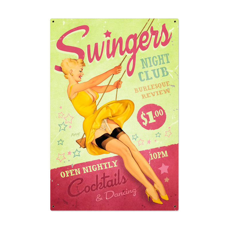 Swingers Club Vintage Style Metal Sign 36 x 24