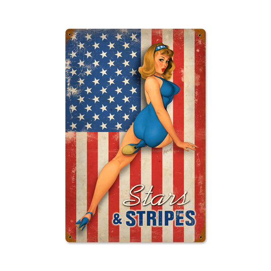 Stars And Stripes Vintage Style Metal Sign 12 x 18