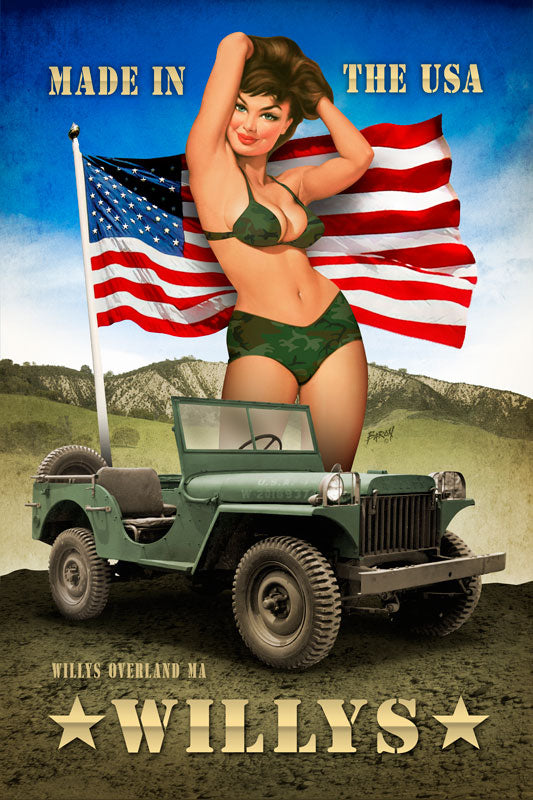 Willy'S Pin Up Vintage Style Metal Sign 12 x 18