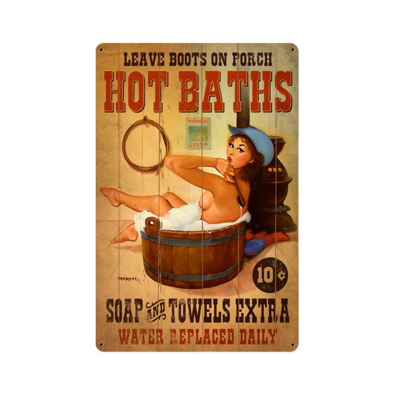 Hot Baths Vintage Style Metal Sign 12 x 18