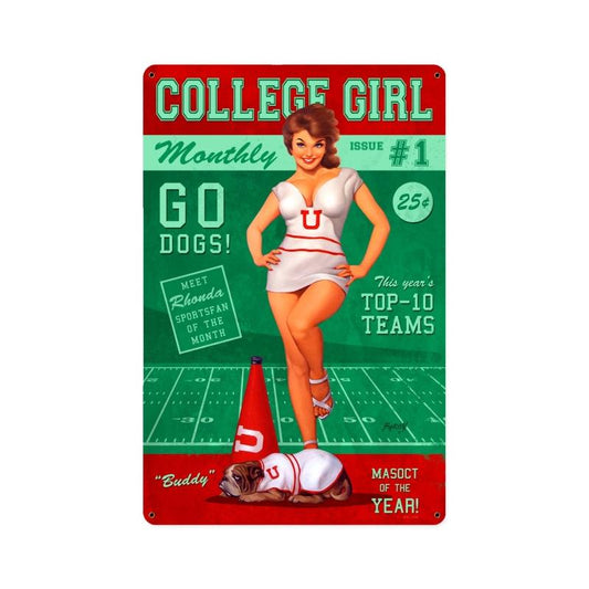 College Girl Vintage Style Metal Sign 12 x 18