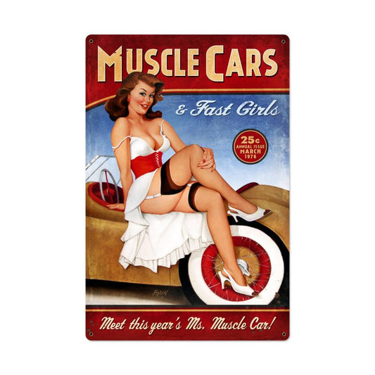 Muscle Cars Vintage Style Metal Sign 24 x 36