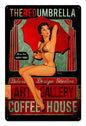 Red Umbrella Coffee Vintage Style Metal Sign 12 x 18