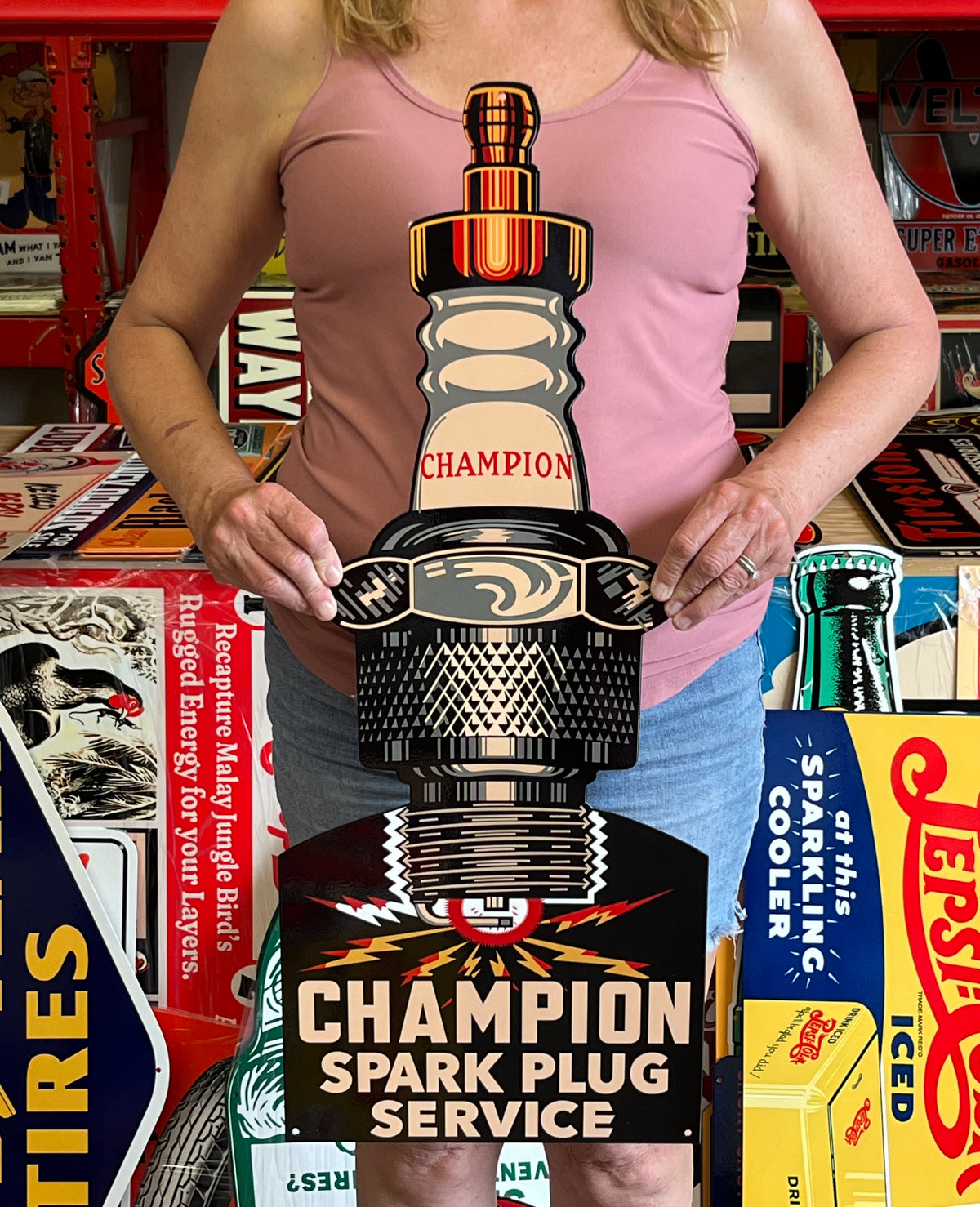 Champion Spark Plug Service Vintage Style Metal Sign