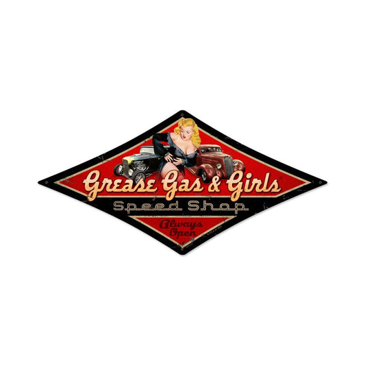 Grease Gas Girls Vintage Style Metal Sign 14 x 24