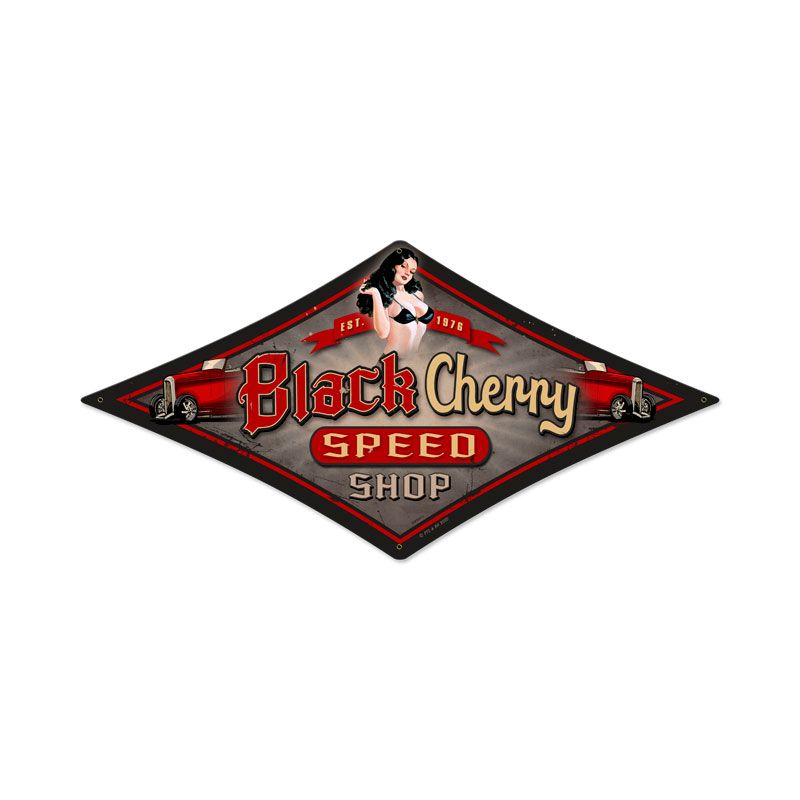 Black Cherry Speed Shop Vintage Style Metal Sign 22 x 14