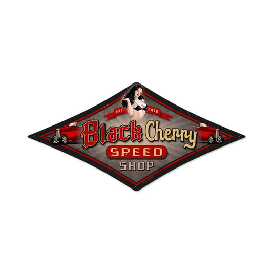 Black Cherry Speed Shop Vintage Style Metal Sign 22 x 14
