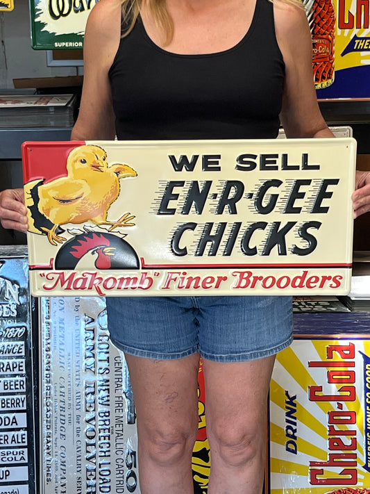 Enrgee Chicks For Sale Vintage Style Metal Sign