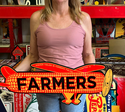 Farmers Corn Plane Vintage Style Metal Sign