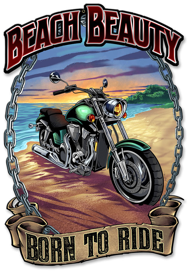 Motorcycle On The Beach 12 x 18