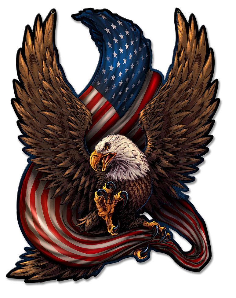 Eagle And Flag 13 x 17