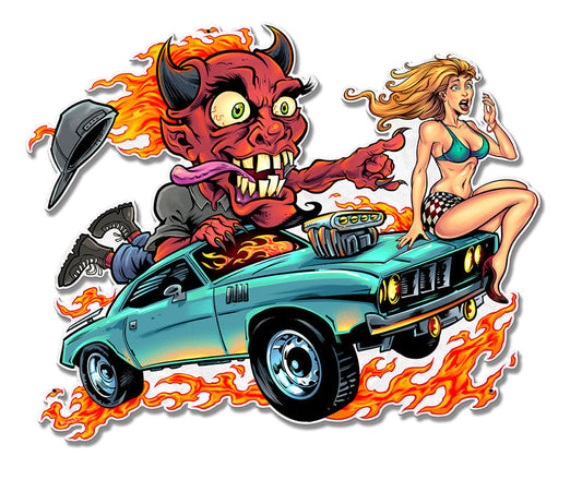 Speed Demon Flaming Hot Rod 17 x 13