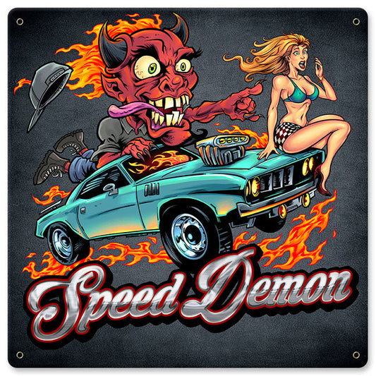 Speed Demon Flaming Hot Rod 12 x 12