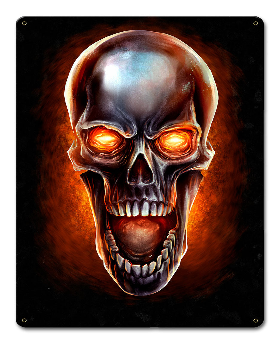 Glowing Metal Skull 12 x 15