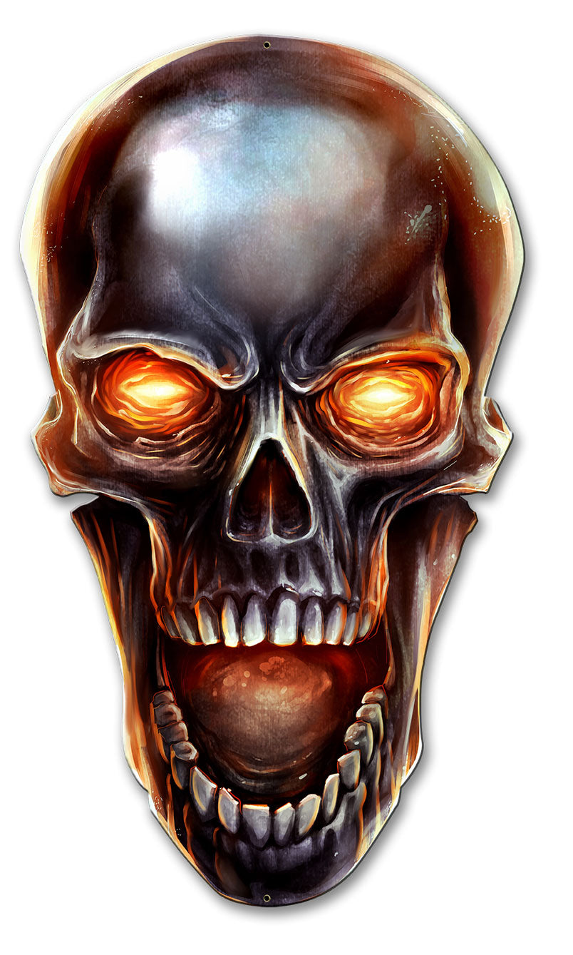 Glowing Metal Skull 20 x 11