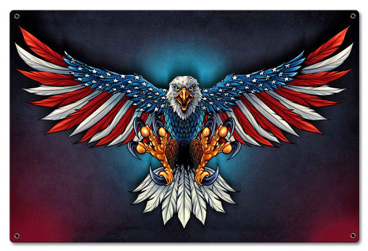 Eagle With Us Flag Spread 24 x 16
