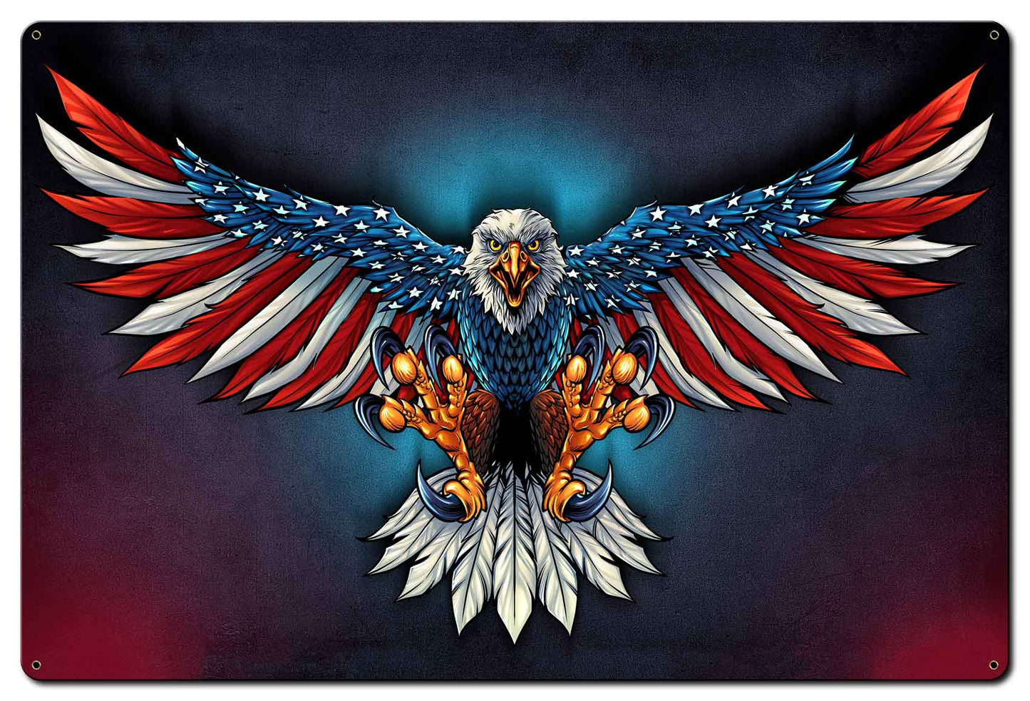 Eagle With Us Flag Spread 36 x 24