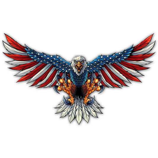 Eagle With Us Flag Double Sided 42 x 25