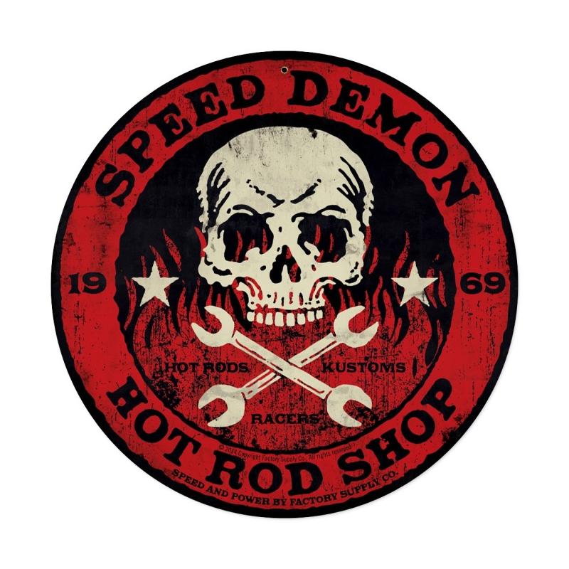 Speed Demon Red Skull 14 x 14