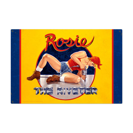 Rosie The Riveter Vintage Style Metal Sign 36 x 24
