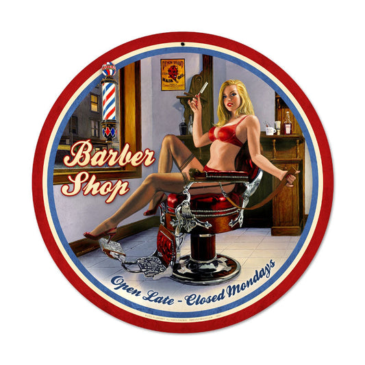 Barber Shop Vintage Style Metal Sign 28 x 28