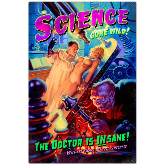 Science Gone Wild Vintage Style Metal Sign 24 x 36
