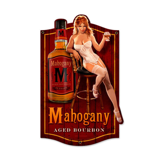 Mahogany Bourbon Vintage Style Metal Sign 12 x 19