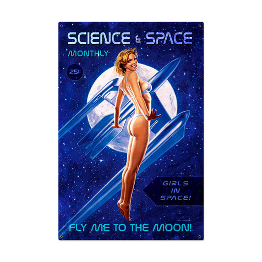Fly Me To The Moon Vintage Style Metal Sign 24 x 36