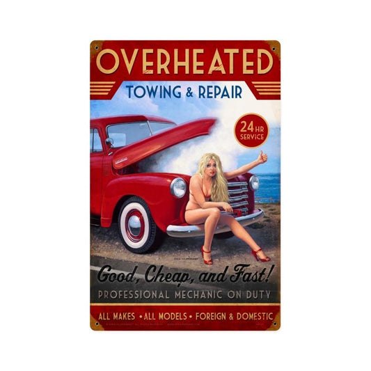 Overheated Repair Vintage Style Metal Sign 12 x 18