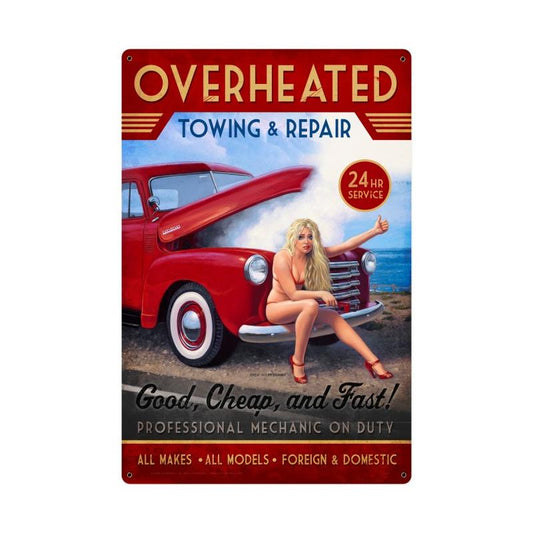 Overheated Repair Vintage Style Metal Sign 24 x 36