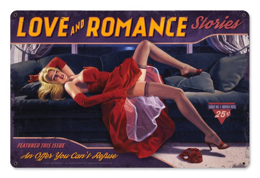 Love And Romance Vintage Style Metal Sign 36 x 24