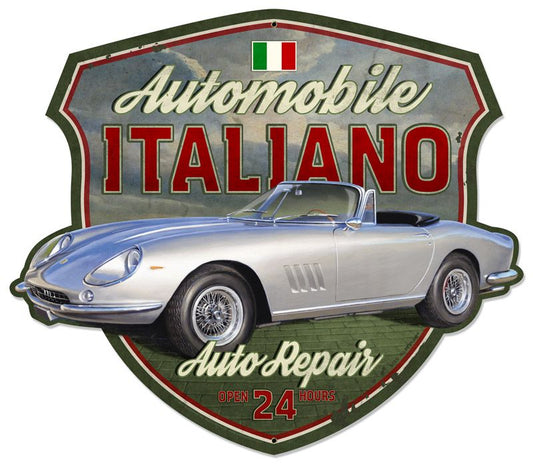 Automobile Italiano Shield Vintage Style Metal Sign 18 X 16