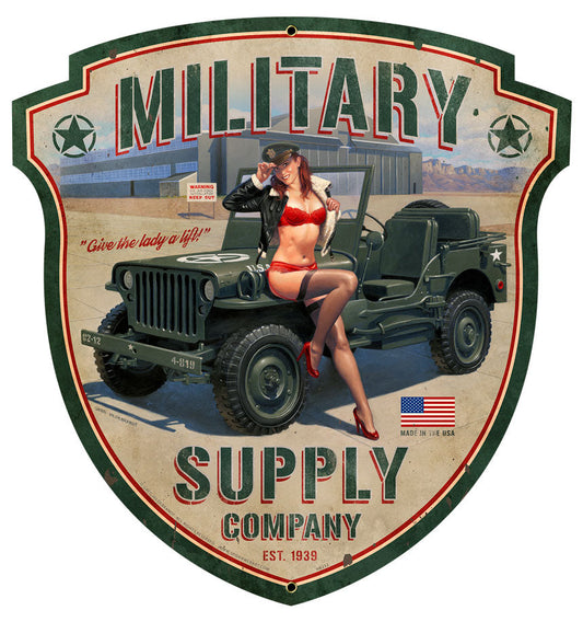 Military Supply Sield Vintage Style Metal Sign 23 x 24