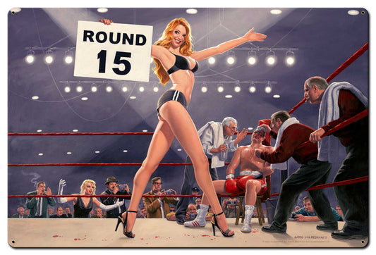 Fight Night Round Vintage Style Metal Sign 36 x 24