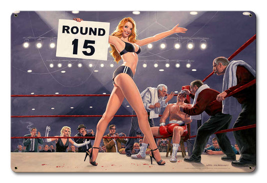 Fight Night Round Vintage Style Metal Sign 18 x 12