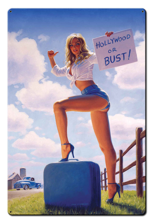 Blonde White And Blue Vintage Style Metal Sign 24 X 36