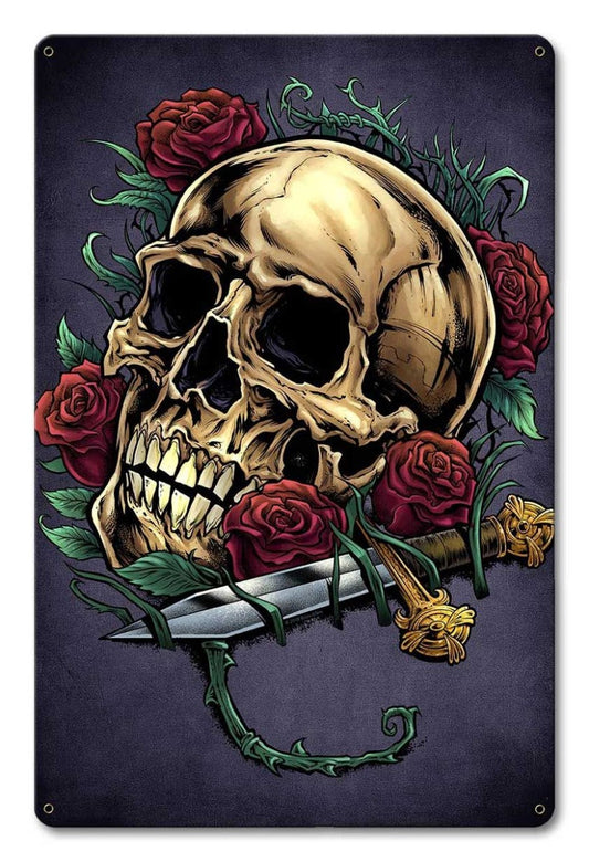 Skull Roses And Dagger 12 x 18