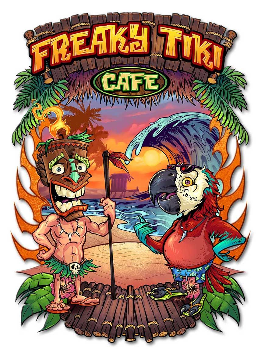 Tiki And Parrot Island 13 x 18