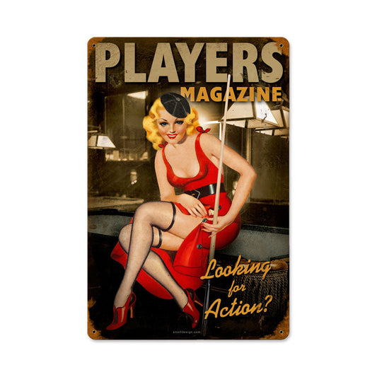 Player Pinup Vintage Style Metal Sign 12 x 18